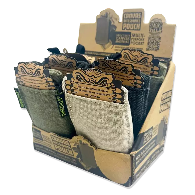 Canvas Accessories Smokers Pouch with Zipper - 6 Pieces Per Retail Ready Display 22859