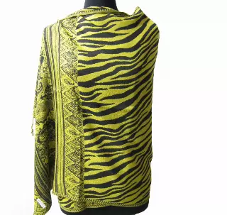 1908 Zebra Pattern Pashmina — Yellow