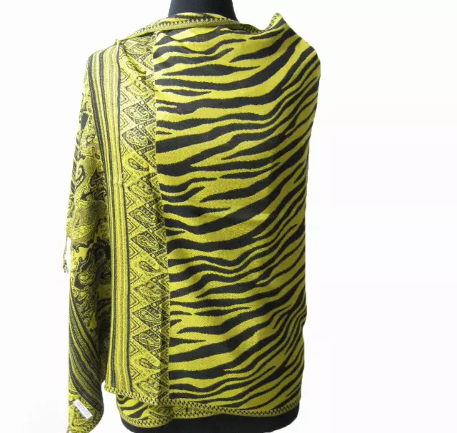 1908 Zebra Pattern Pashmina — Yellow