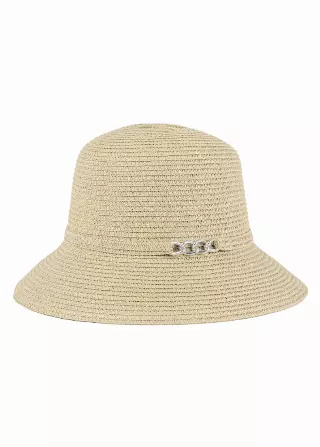 Magid Chain Accent Straw Bucket Hat — NATURAL