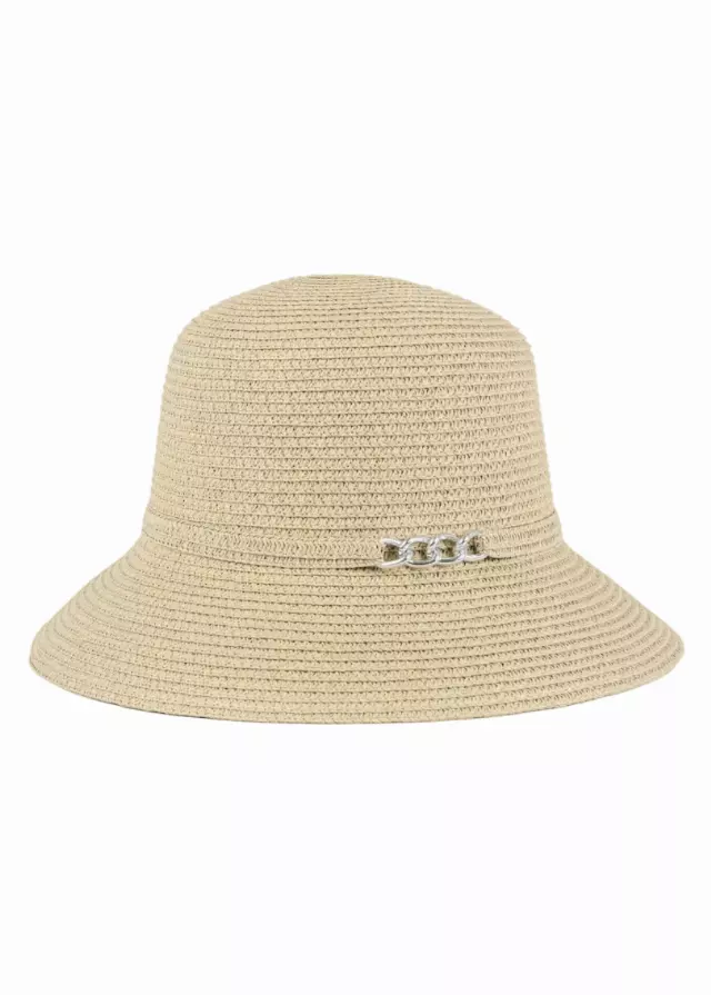 Magid Chain Accent Straw Bucket Hat — NATURAL