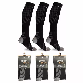COPPER-INFUSED TARGETED COMPRESSION SOCKS — Black / Large/XL