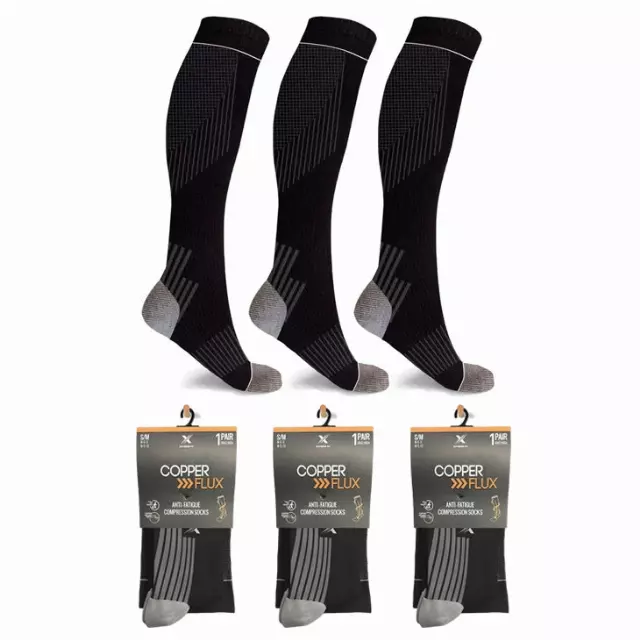 COPPER-INFUSED TARGETED COMPRESSION SOCKS — Black / Large/XL