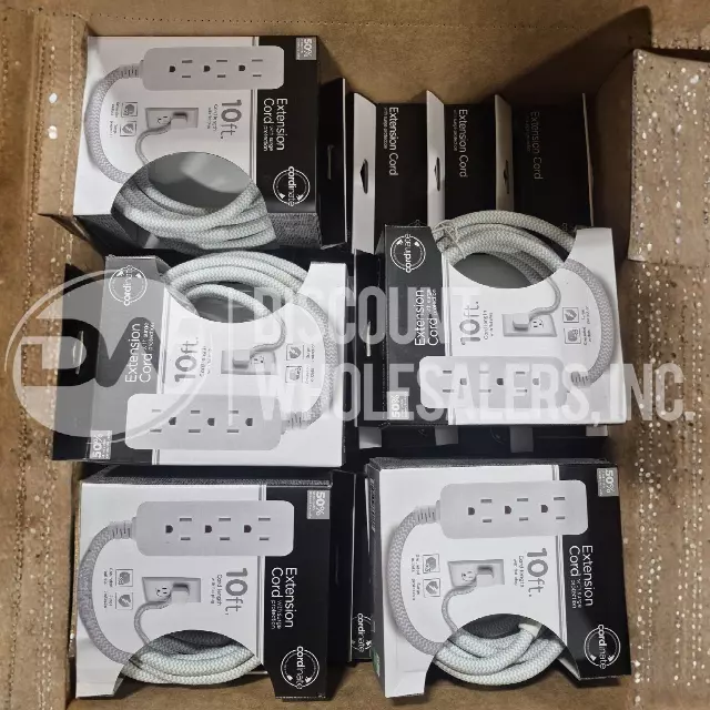 10 Ft 3 Outlet Power Cord Surge Protection Flat Plug Indoor Use (50 Pcs Lot)