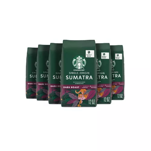 Starbucks Sumatra Whole Bean Coffee, Dark Roast, 12oz (6-Pack) - 100% Arabica