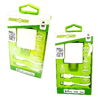 AC Wall Charger Dual USB / USB-C Ports with USB-C to Lightning Charging Cable 20 Watts - 3 Pieces Per Set 24612