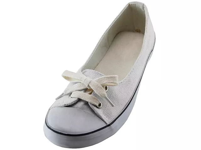 SS0580L - Women's "Easy USA" Lace Up Casual Canvas Shoes — White (SS0580L-W) / 6-11 Assorted