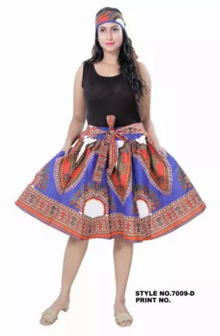 7009 - Ankara Skirt Dashiki Print African Wax Skirt (3-PCS PRE-PACK) - $15.00 Each — One Size (4-18) / Royal Blue/White / 3-Pcs Per Pack