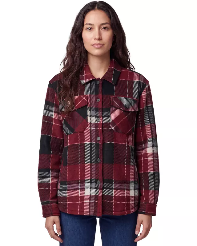 Shacket Plaid #H35 — Burgundy / S-M-L-XL-2XL