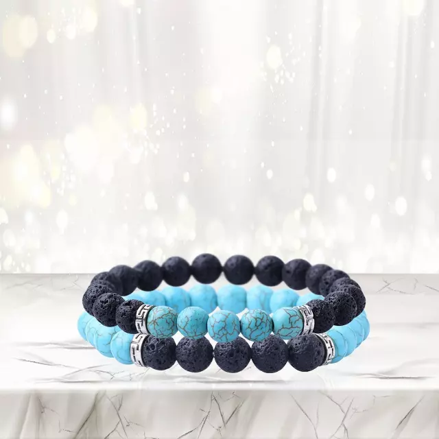 Lava Stone Aromatherapy Diffuser Bracelet (2-Pk) — Turquoise