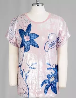 CHH19055...58- Shimmer Knit Graphic Plus Size Top - Various Prints - Plus Size (3-PCS PRE-PACK) ($10 Each) — 3-Pcs PRE-PACK / Flower