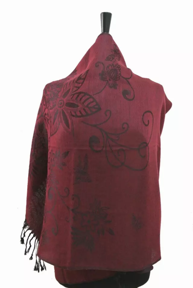 E046 Pattern Pashmina — burgundy