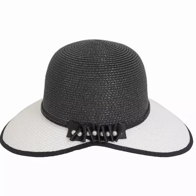 Magid Pearl Color Block Straw Garden Hat — WHITE