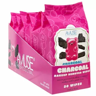 Amuse Makeup Remover Wipes Charcoal - Wholesale Display 6 Units (AM624)