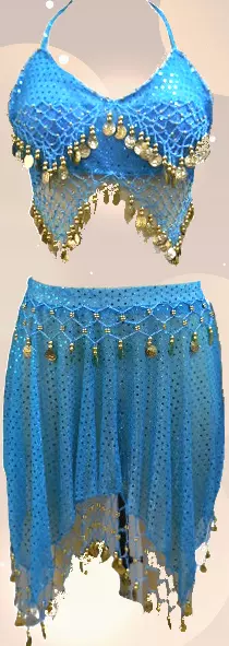 CHH-16058- 2 pc Women's Belly Dance Costume Set - $12.00 Each (3 pcs per pack) — Light Blue