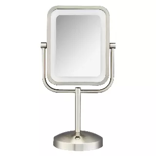 Conair Lighted Makeup Mirror, LED Vanity Mirror, 1X/8X Magnifying Mirror, Battery Operated in Brushed Nickel