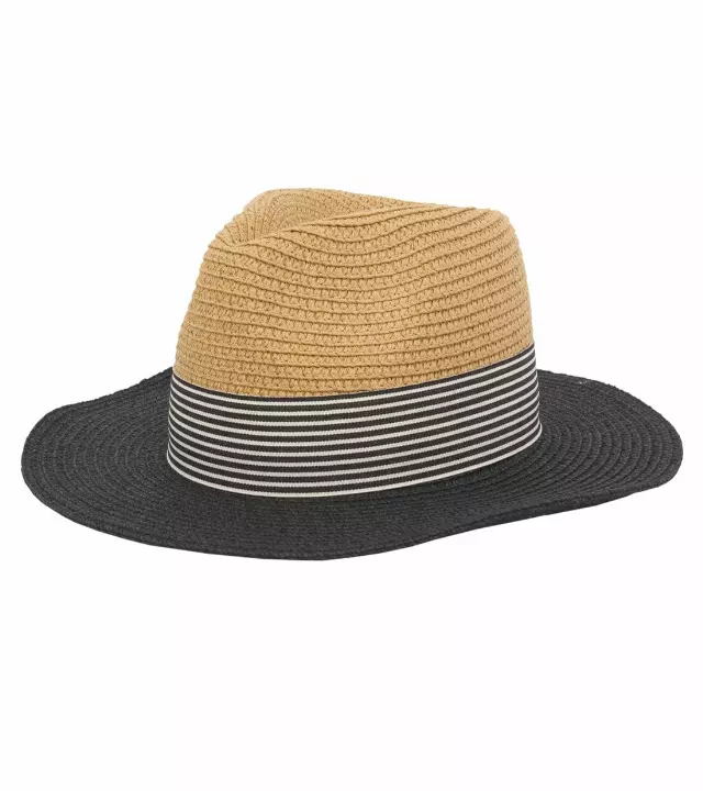 Magid Striped Straw Panama Hat — TOAST/BLACK
