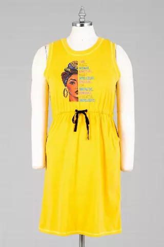 CHH-21036 Tie-waist Graphic Dress - One Size (6-PCS PRE-PACK- 6 Assorted Colors) NOW ON SALE!!! ($5.00 Each)