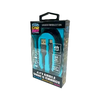 Charging Cable Carbon Fiber USB to USB-C 4FT 3 Amp - 3 Pieces Per Pack 24575