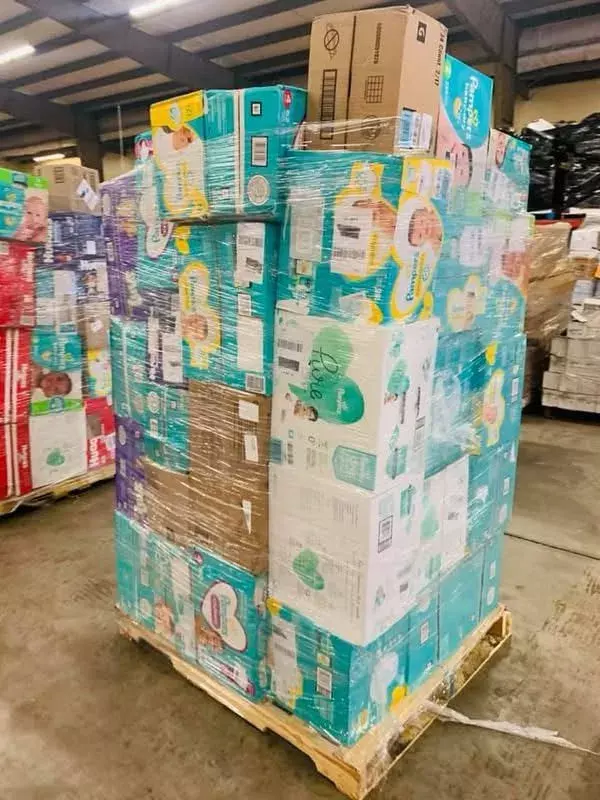 Diaper pallet lot · mixed sizes · retail overstock