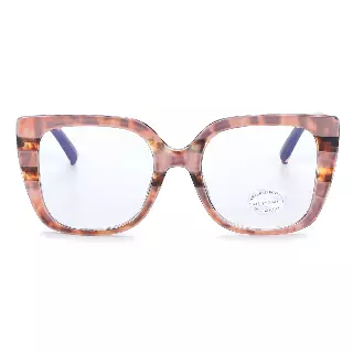 Women's Oversized Square Blue Light Glasses with Tortoise Print Side Temples P10986-BLB
