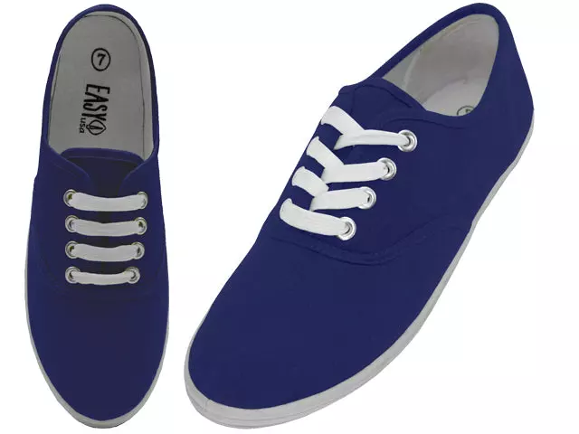 S324L - Women's "Easy USA" Comfortable Casual Canvas Lace Up Shoes — Navy (S324L-N) / 6-11 Assorted