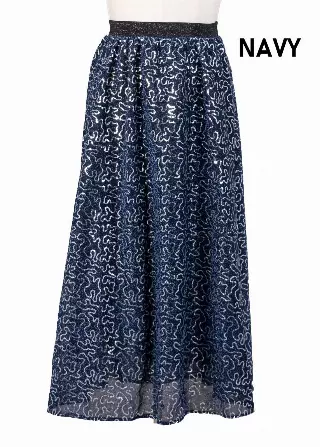 CHH-19014-17 - Women's Sequin Skirt High Waist Sparkle Party Cocktail Skirt (3-PCS PRE-PACK) — One Size Plus / Navy / 3-Pcs Per Pack