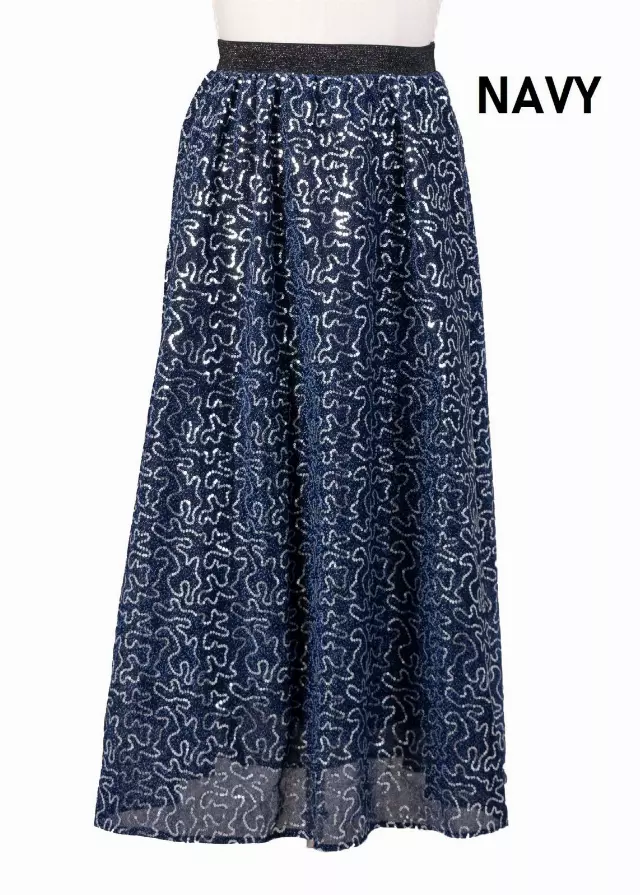 CHH-19014-17 - Women's Sequin Skirt High Waist Sparkle Party Cocktail Skirt (3-PCS PRE-PACK) — One Size Plus / Navy / 3-Pcs Per Pack
