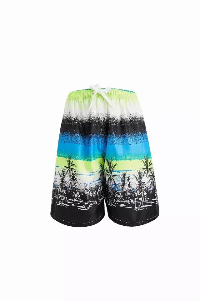 Men's Tropical Blue/Green Drawstring Swim Trunks-Style #MP613- $5.90/Unit - 24PCS/CS - PLEASE SEE DESCRIPTION