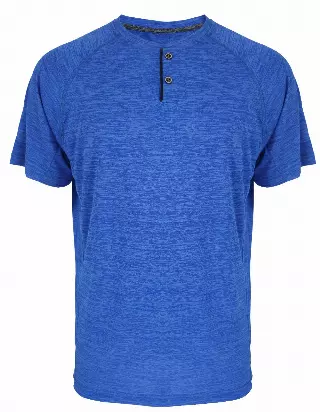 Men's Performance Henley Shirt w/ Mélange - Style #LHT9- $7.50 /Unit MINIMUM 24 PCS - PLEASE SEE DESCRIPTION - S-2XL — Royal Blue
