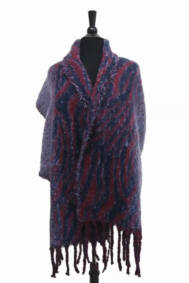 BF152 Zebra Pattern Winter Scarf — Navy