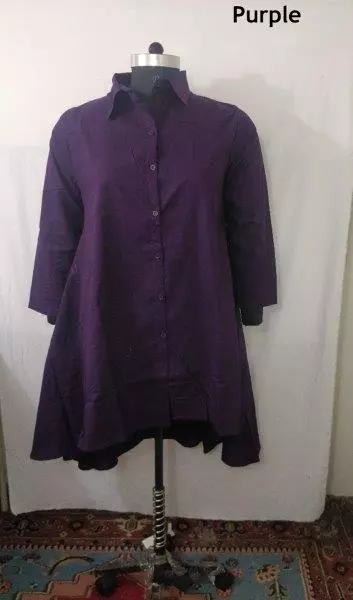 7042S - Solid Color Button Down Shirt (3/pk) - $25.00 Each — One Size / Purple