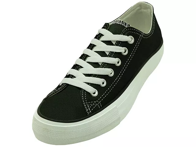 S327M - Men's "Easy USA" Basketball Lace Up Canvas Shoes — Black (S327M-B) / 9-13 Assorted