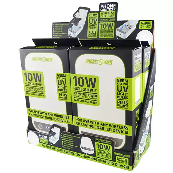 Cell Phone Sanitizer and Wireless Charger 10 Watts - 4 Pieces Per Retail Ready Display 21942