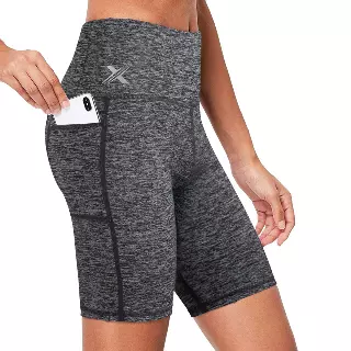 Women's High Waist Performance Yoga Shorts — Grey / 2XL