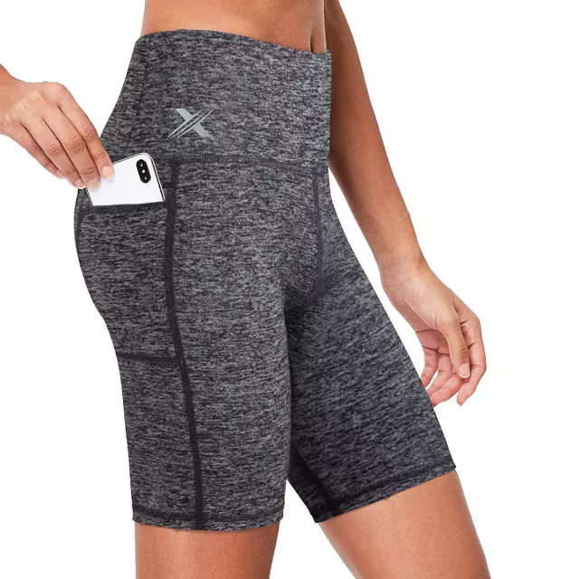 Women's High Waist Performance Yoga Shorts — Grey / Medium