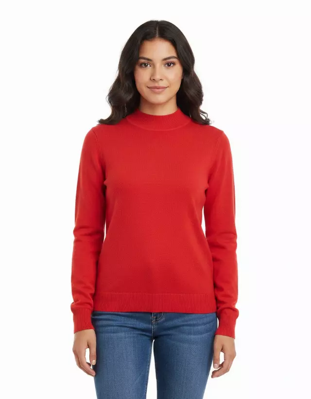 Mock Neck Sweater — Red / S/M-L/XL