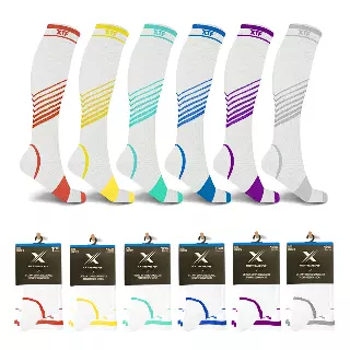 Ultra V-Striped White Edition Compression Socks - 6 ASST COLORS — Small/Medium
