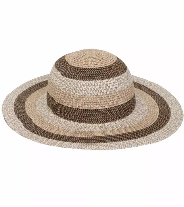 Magid Straw Striped Two Tone Color Block Floppy Sun Hat — TOAST/MULTI