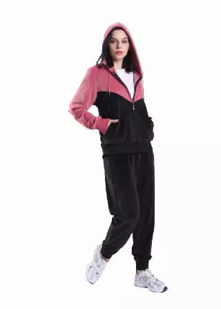 Women's Velvet Hooded Sweatshirt and Sweatpants 2 Pc Set- Style #LJS500-$15.00/Unit - 12pcs/cs - PLEASE SEE DESCRIPTION — Black