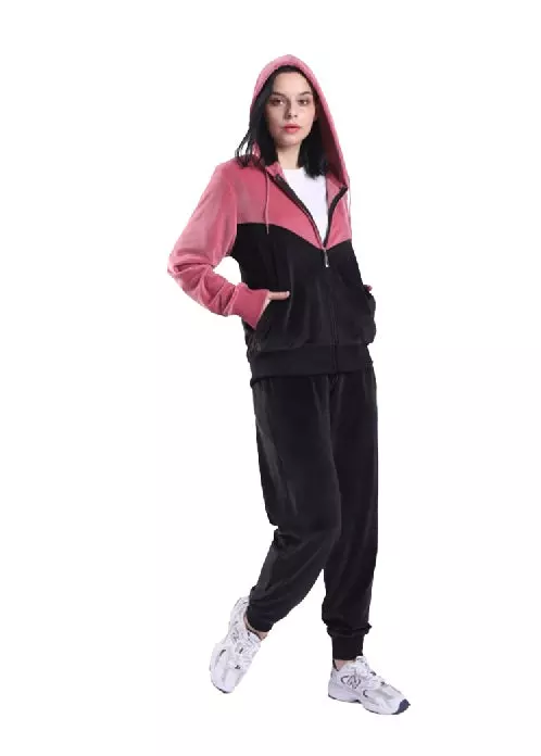 Women's Velvet Hooded Sweatshirt and Sweatpants 2 Pc Set- Style #LJS500-$15.00/Unit - 12pcs/cs - PLEASE SEE DESCRIPTION — Black