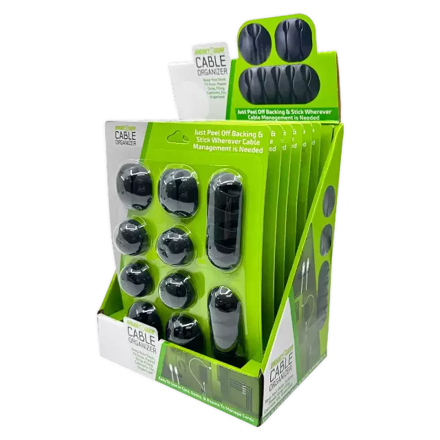 Peel+Stick Cable Organizer Sets - 6 Pieces Per Retail Ready Display 25377
