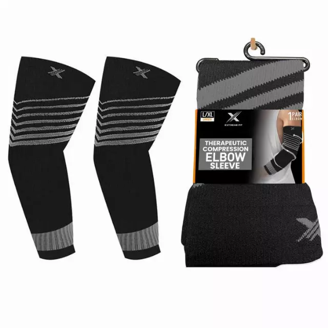 ULTRA V-STRIPED COMPRESSION ELBOW SLEEVES — Large/XL