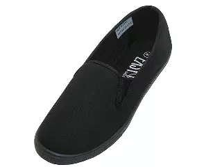 S316L - Women's "Easy USA" Slip on Twin Gore Cotton Upper Shoes — All Black (S316L-BB) / 8