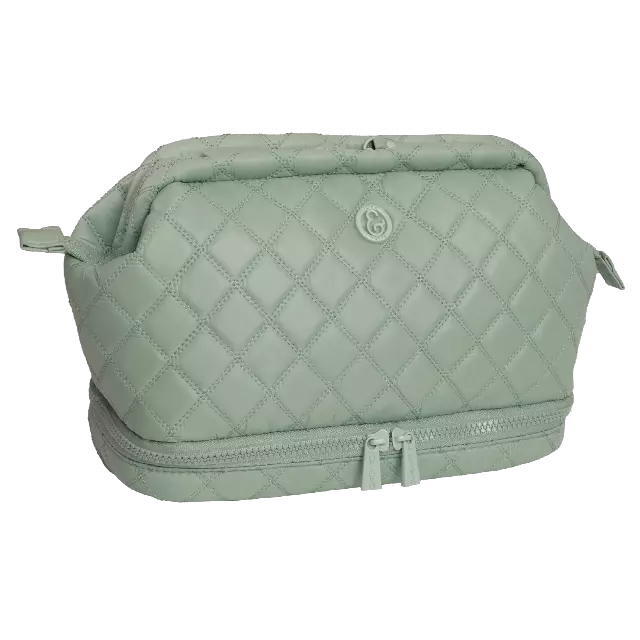Joan & David Diamond Quilted Puffer Sport Nylon Cosmetic Bag — 104-SAGE