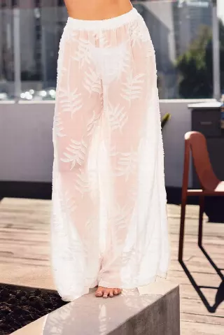 G392 See Through Wide Leg Cover Up Pants