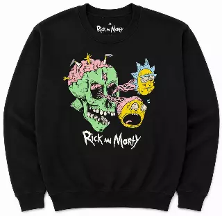 RICK AND MORTY SKULL EYEBALLS CREWNECK BLACK