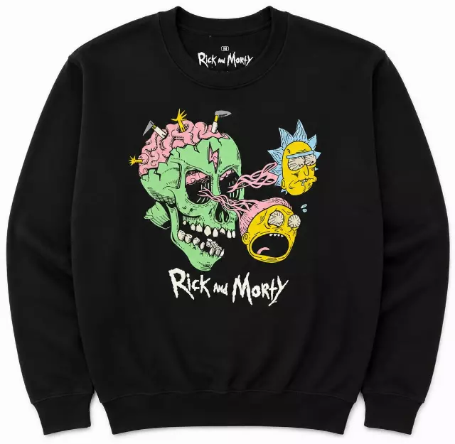 RICK AND MORTY SKULL EYEBALLS CREWNECK BLACK