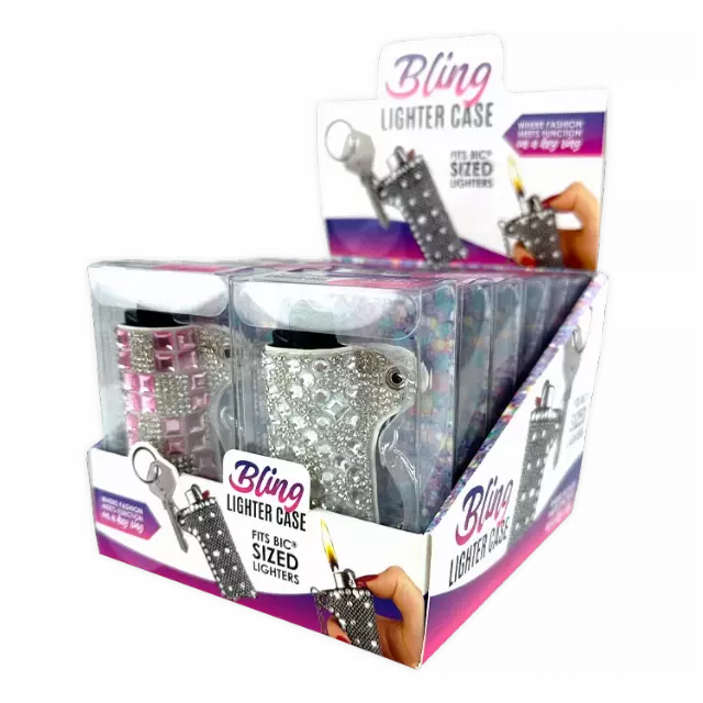 Bling Rhinestone Lighter Case - 12 Pieces Per Retail Ready Display 26101