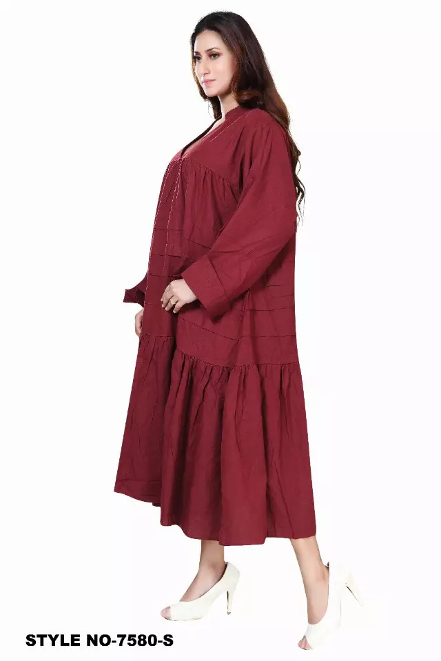 7580S - ON SALE!!! Solid Color Tunic Dress (3 PCS PRE-PACK) - $15.00 EACH — One Size (4 - 24) / Burgundy